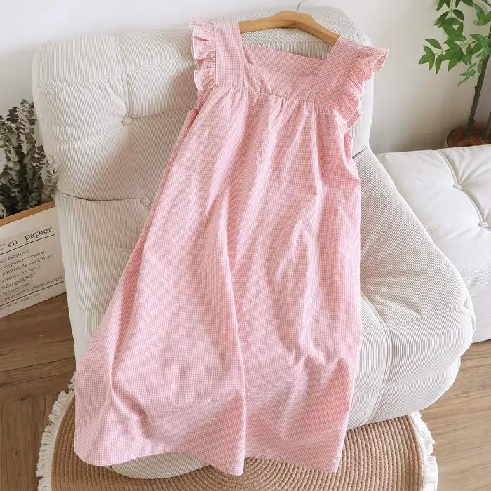 Chemises de nuit en coton robe de nuit pour femme vêtements de nuit nuisette sans manches pyjama rob