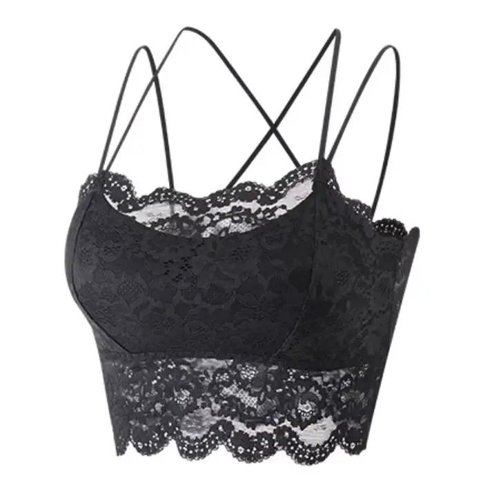 M-XL dos Sexy grand soutien-gorge Sexy dentelle Tube Top rassemblement avec coussretours de poitrine