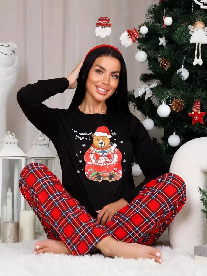 Ensemble pyjama pour femmes, imprimé écossais, manches longues, pantalon Long, vêtements de maison, 