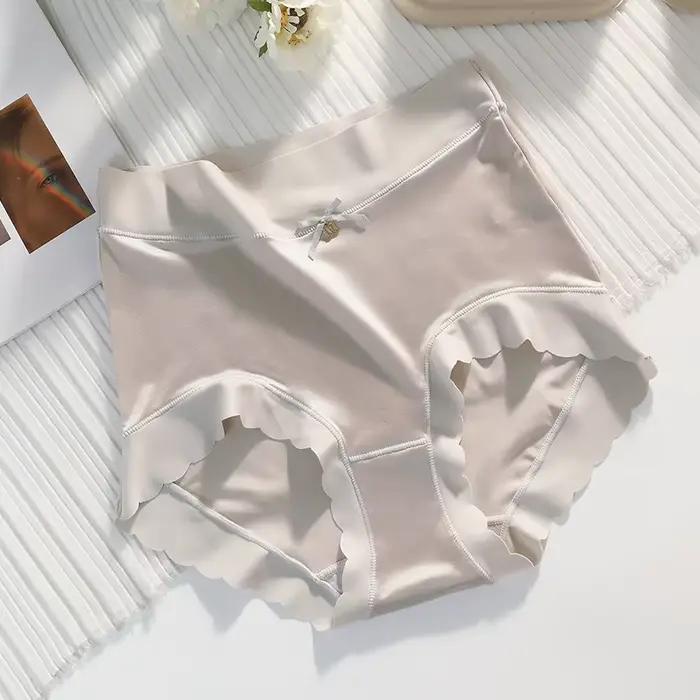 Culotte en Satin pour femmes, sous-vêtement Sexy en dentelle, luxe, taille haute, couleur unie, sans