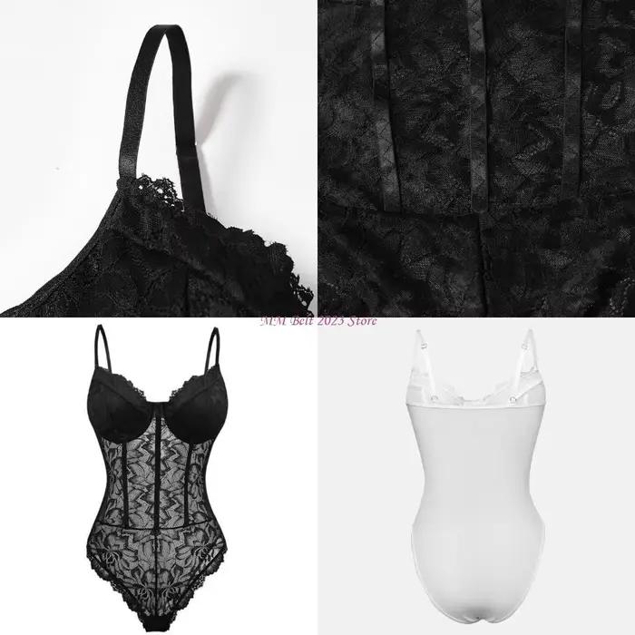 49ME – body à mode pour femmes, orné dentelle, maille légère pour une expérience confortable sensuel