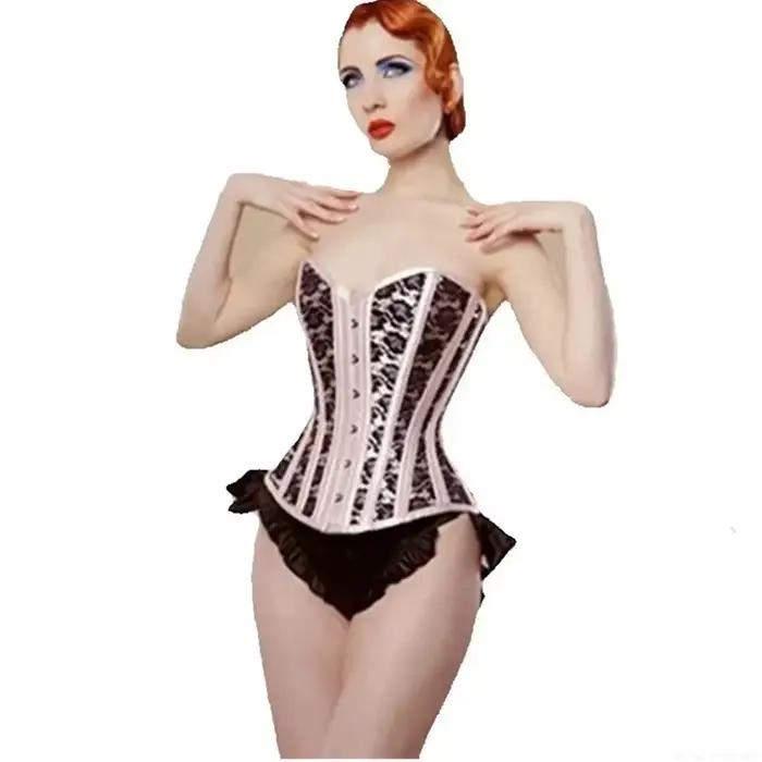 Corset rose haut bustier victorien surbuste princesse élégant Corsets haut Sexy dentelle florale Cor