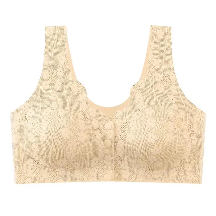 Soutien-gorge en dentelle sans couture pour femme d'âge moyen, soutien-gorge respirant sans anneau e