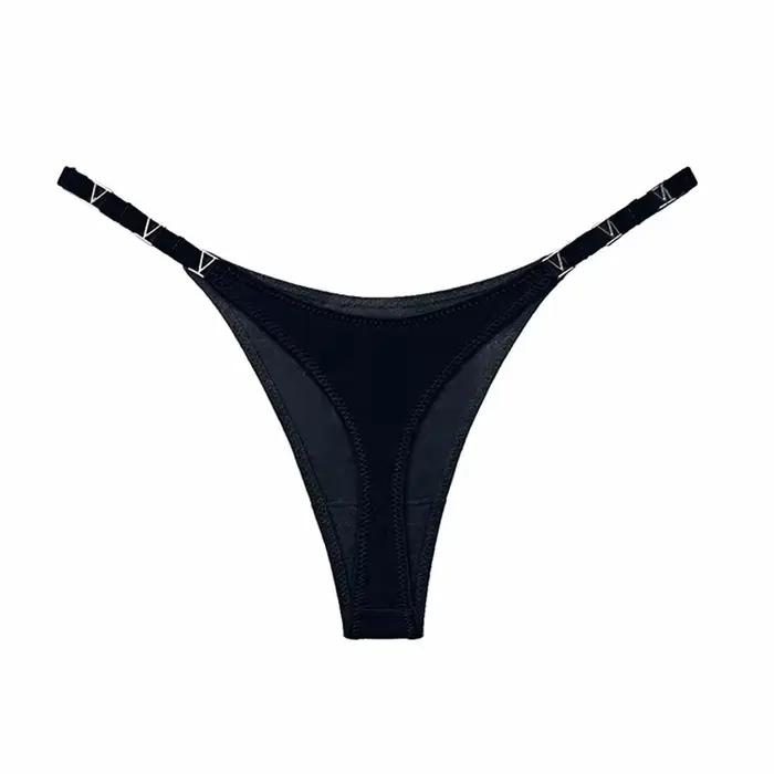 Sexy culotte en forme de V décoration en métal sous-vêtements sport taille basse slips femmes Linger