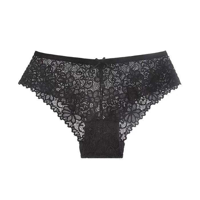 BANNIROU – culotte en dentelle pour femme, 1 pièce, Sexy, taille basse, respirante, ajourée, transpa