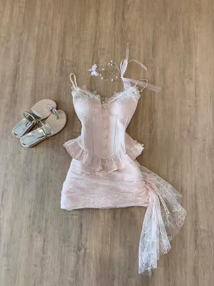 Nouvel ensemble chic coréen deux pièces style Pure Desire pour soirée d'été : haut camisole sexy + j