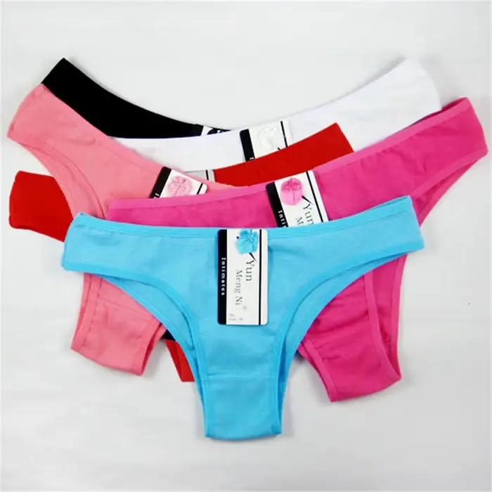Culotte triangle sexy en coton pour femmes, bikini, lot de 3 pièces