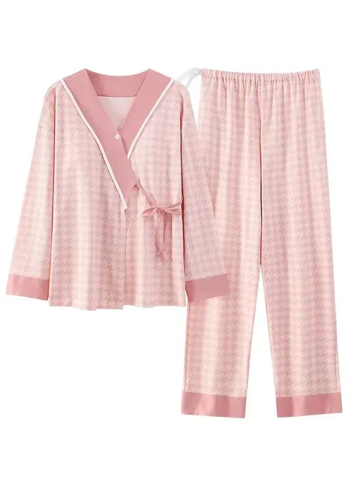 Vêtements post-partum avec coussin de poitrine automne post-partum femmes pyjamas maternité dames vê