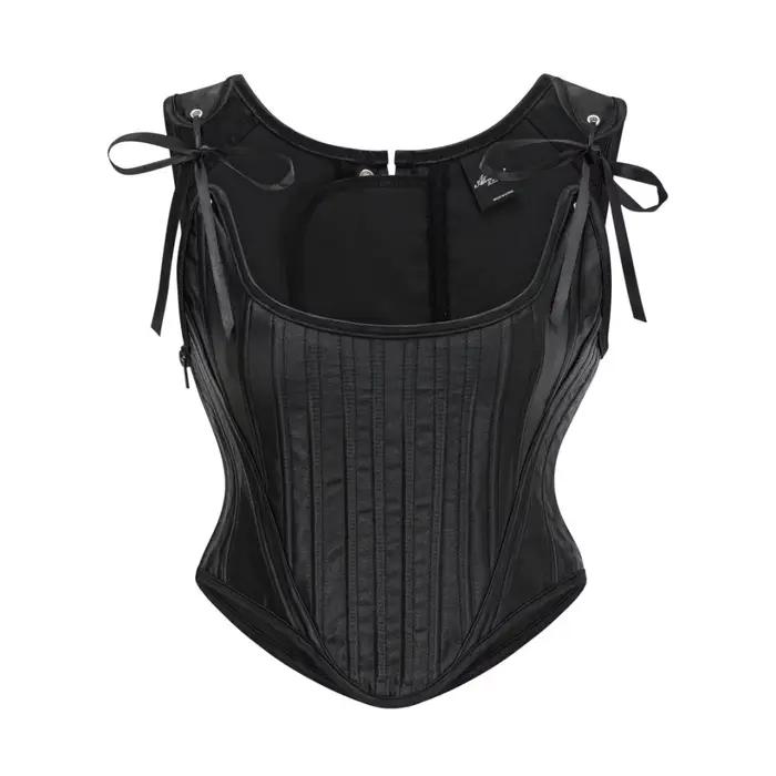 Rose Satin surbuste à lacets bretelles Sexy haut Corset femme gothique taille formateur gilet Steamp