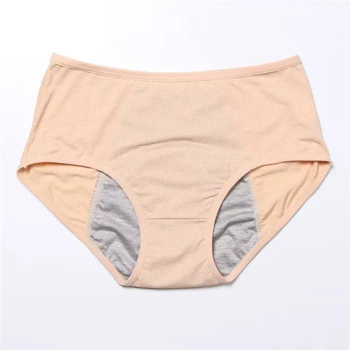 Culotte Menstruelle Imperméable en Coton pour Femme, Sous-Vêtement Physiologique, Grande Taille, Lin