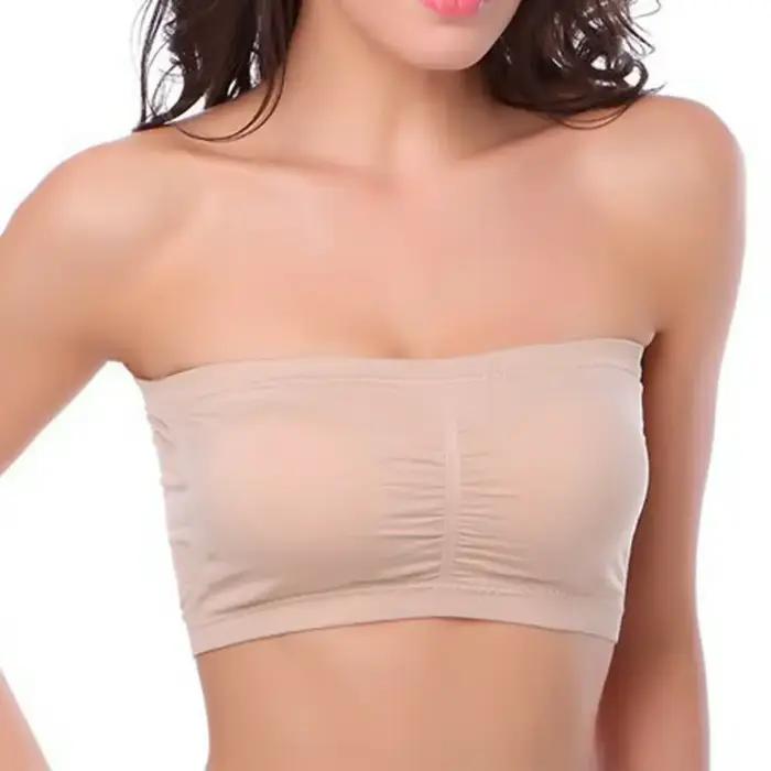 Double couche grande taille soutien-gorge sans bretelles Bandeau Tube amovible rembourré haut extens