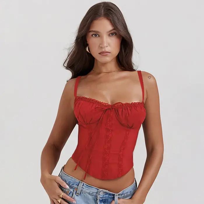 T-shirts d'été élégants sans bretelles Corset couverture en dentelle femmes pansement t-shirt Y2K Ch