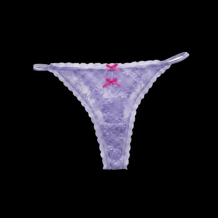String transparent en dentelle pour femme, style doux ajouré, sous-vêtement sans couture à fines bre