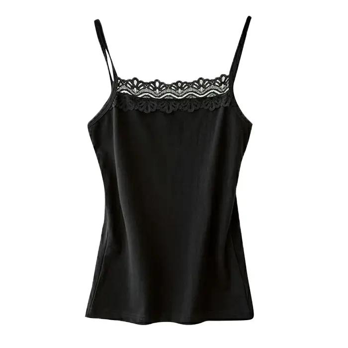 Camisole à bretelles spaghetti pour femmes, dentelle précieuse, caraco d'été, haut court, écharpe de