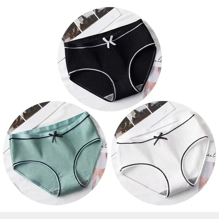 Culotte en coton pour femme Sexy mode slips couleur unie culotte fille nœud sous-vêtements Lingerie 
