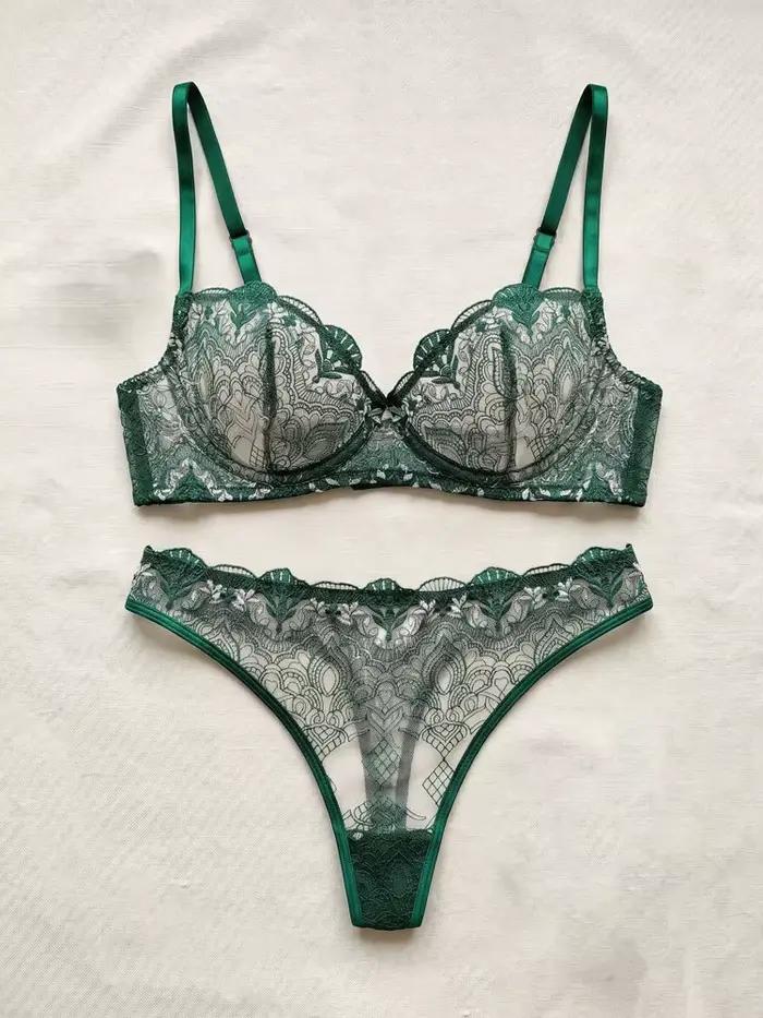 Ensemble de lingerie sexy de luxe pour femme Belamimi avec soutien-gorge à armatures brodé, push-up,