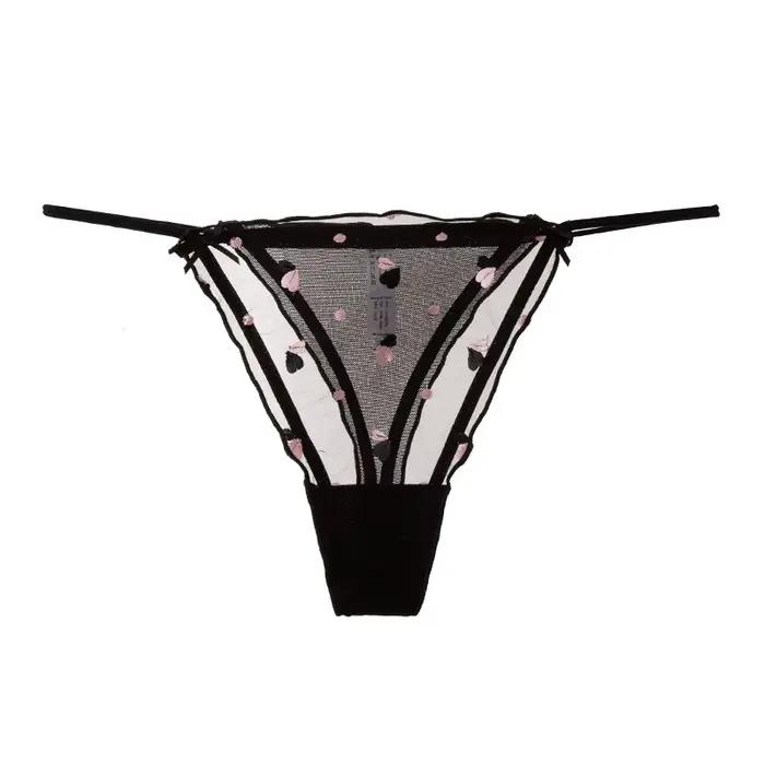 Tongs japonaises mignonnes en dentelle, string Sexy pour dames, slip imprimé cœur, dos en T, Lingeri