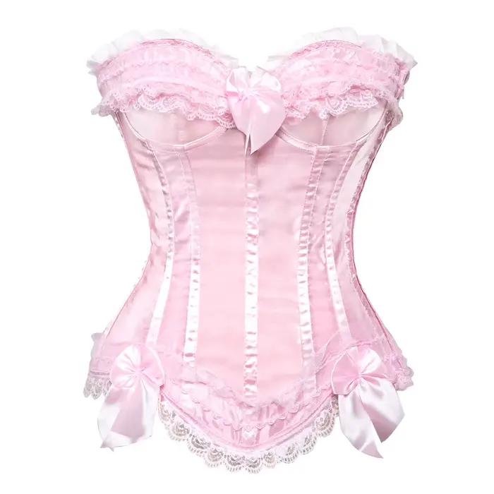 Corsets roses pour femmes, Lingerie Sexy, léopard, grande taille, gothique, dentelle florale, Bustie