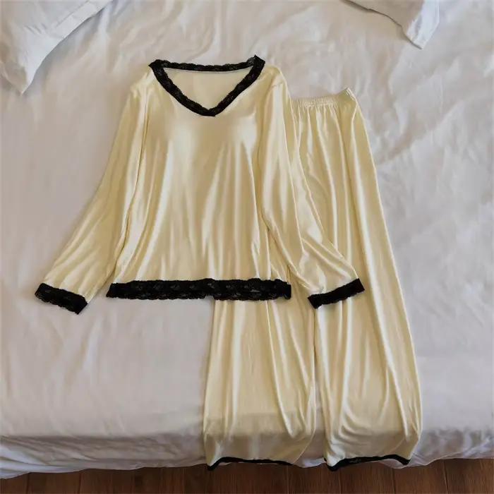 Pyjama élégant pour femmes, ensemble pantalon à manches longues, Modal doux, décontracté, coussin de
