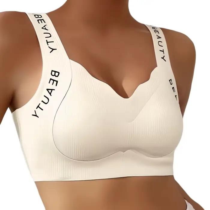 Soutiens-gorge côtelés push-up sans armatures pour femmes, sous-vêtements sans couture grande taille