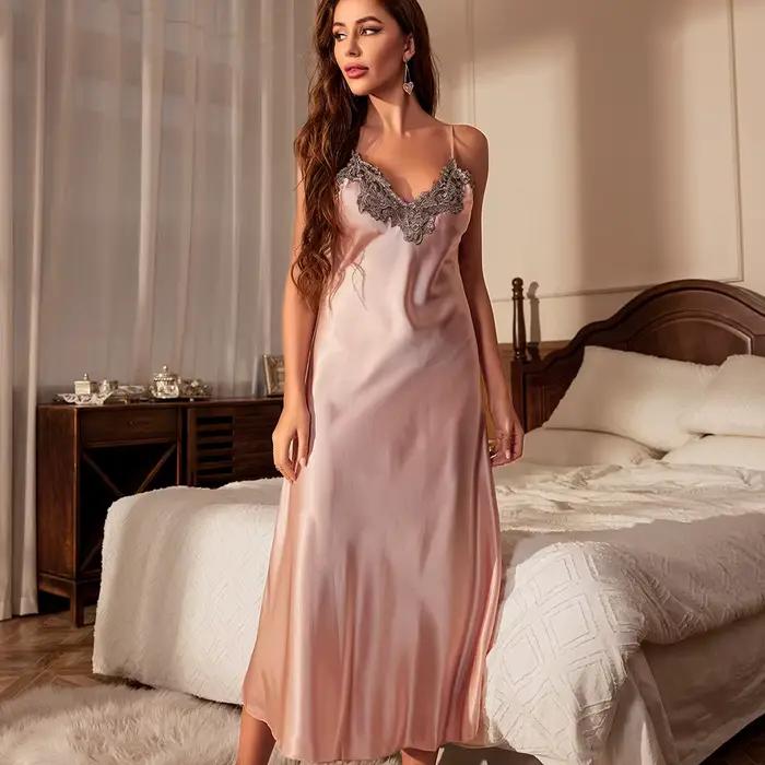 Femme longue Twinset Robe ensemble chemise de nuit printemps été Kimono peignoir Robe Sexy dentelle 