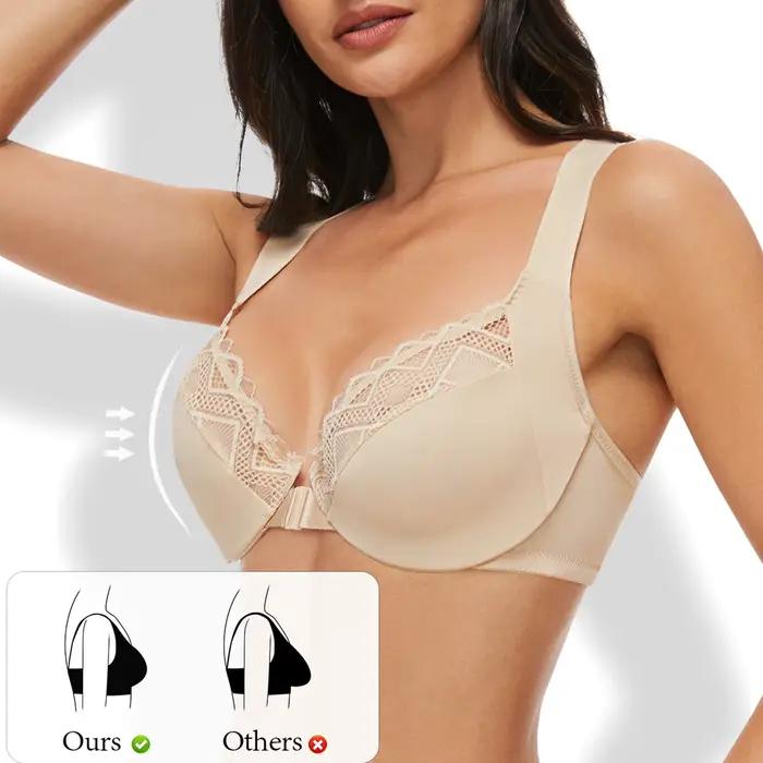 Nouvelle dentelle transparente sexy soutiens-gorge pour femmes ultra mince devant fermé grande taill