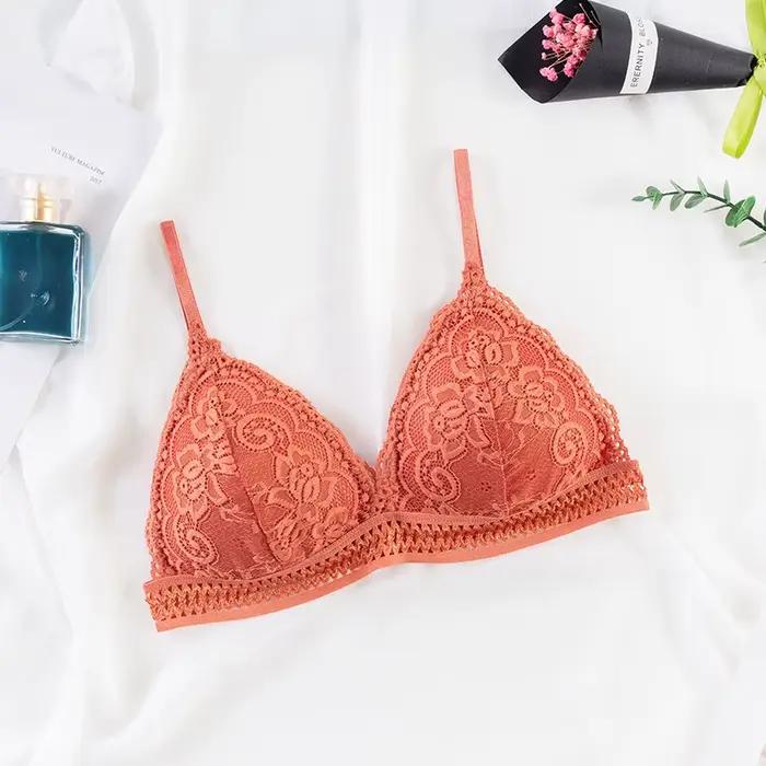 Soutien-gorge français en dentelle fine pour femmes, beau dos, sans anneau en acier, sangle à bretel