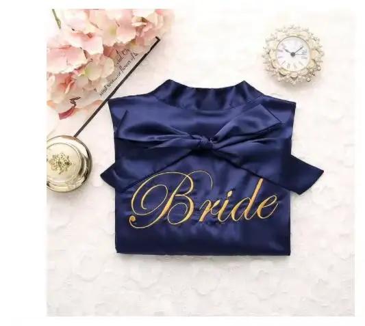 Mariée demoiselle d'honneur Robe de mariée broderie Kimono peignoir Robe chemise de nuit décontracté