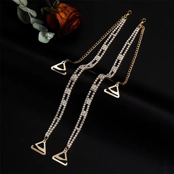 Soutien-gorge en strass, 2 pièces, bretelles, haut, bijoux pour femmes, bretelles antidérapantes, ac