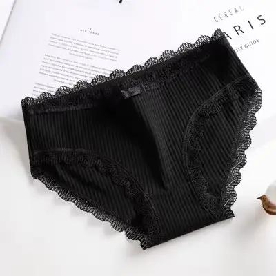 Culotte en dentelle avec nœud papillon pour femme, sous-vêtement, lingerie, slip, taille basse, soli
