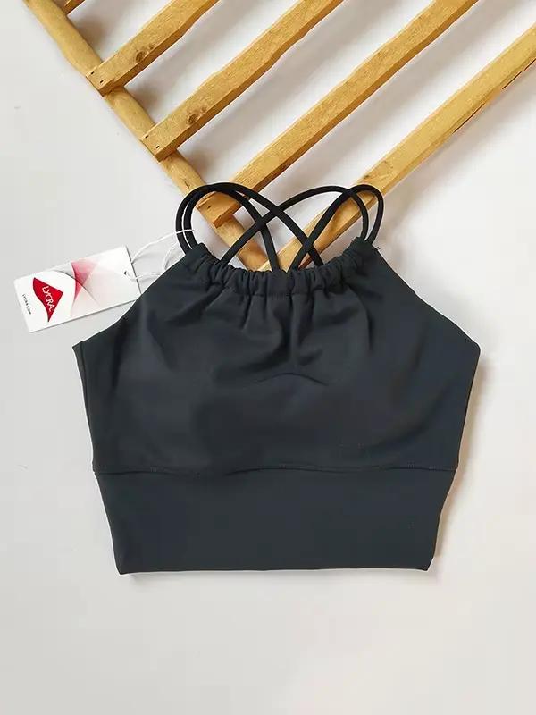 Soutien-gorge de sport à col licou pour femmes, bonnets intégrés, dos nageur, soutien élevé, évacuat