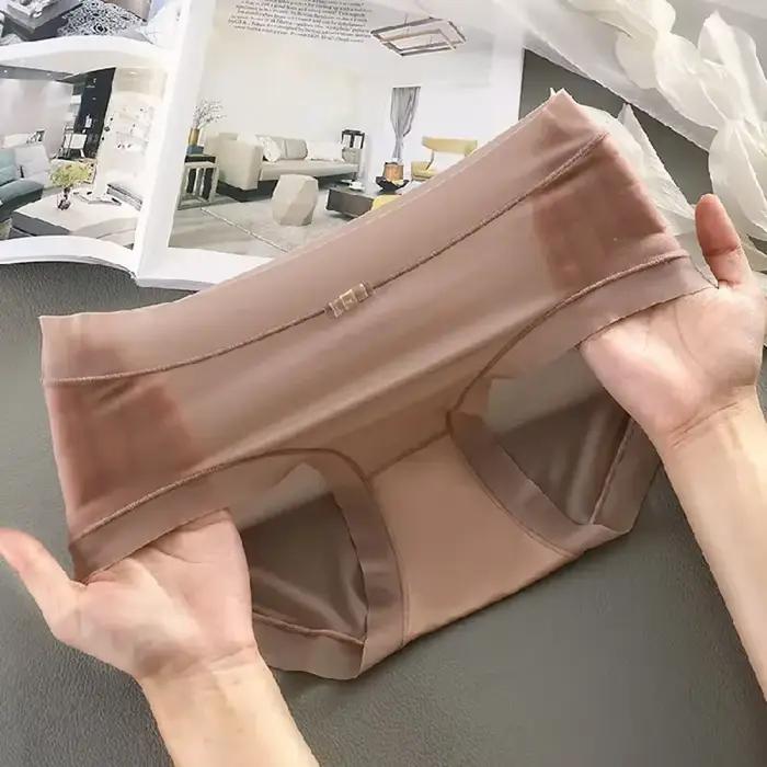 Ice injPanties-Slip transparent pour femme, slip sexy, sans couture, respirant, taille moyenne, sous