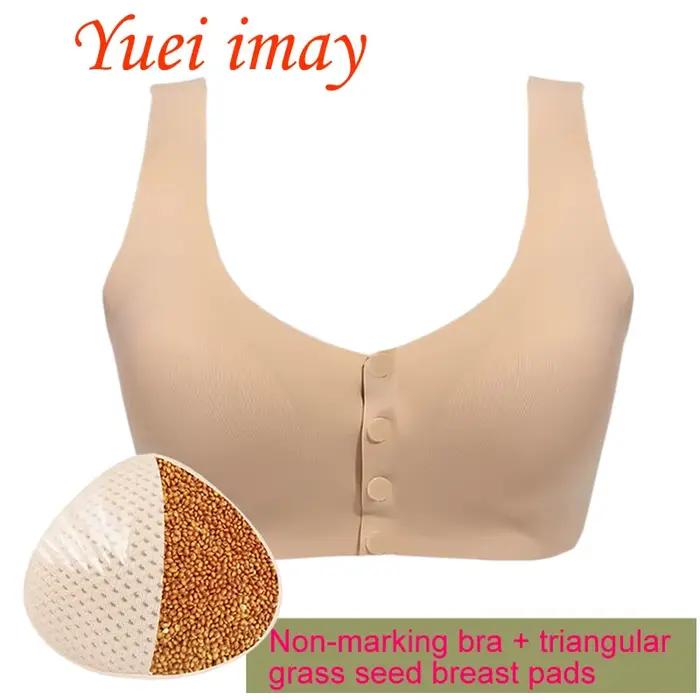 Soutien-gorge à boutons avant post-mastectomie, soutien-gorge triangulaire avec coussinets en forme 