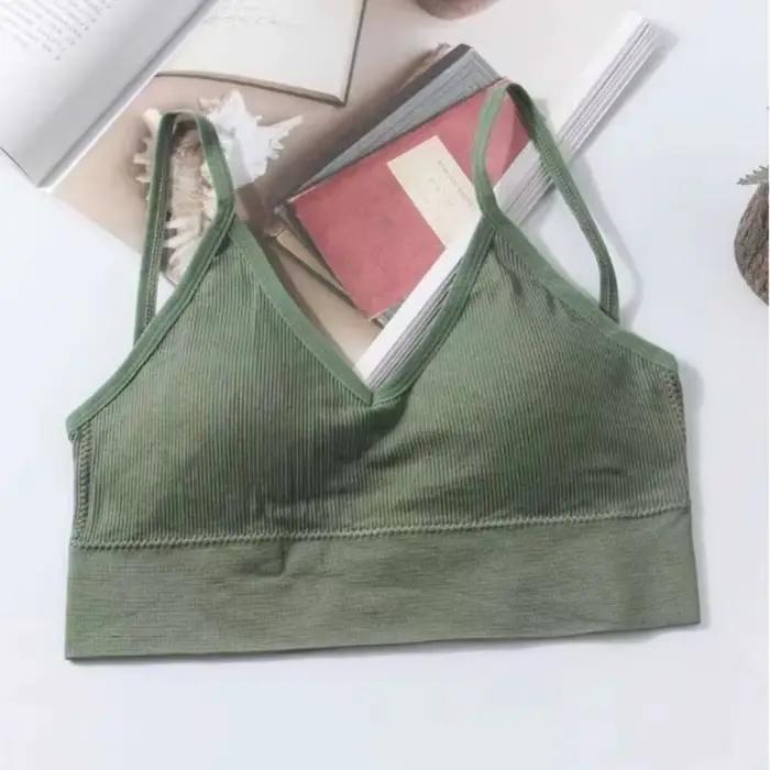 Soutien-gorge de sport Sexy pour femme, couleur unie, sans couture, sans fil, haut Bralette, beau do