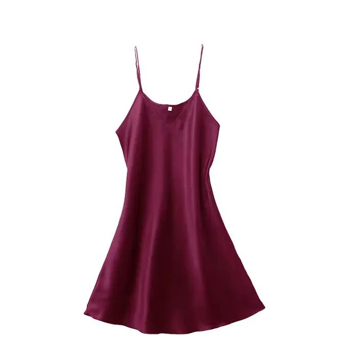 Robe de nuit Sexy en Satin de soie pour femmes, sans manches, col en v, grande taille, vêtements de 