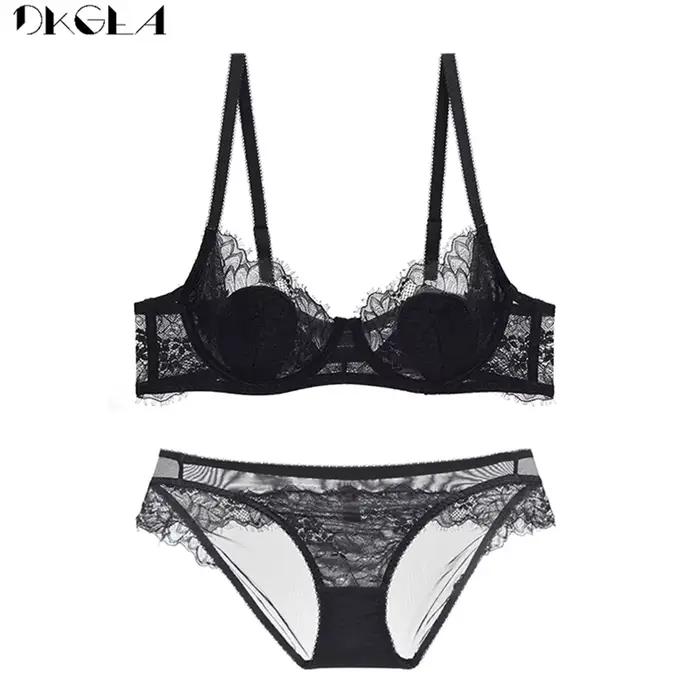 Ensemble de sous-vêtements verts de marque pour femmes, soutien-gorge ultra-mince, broderie, dentell