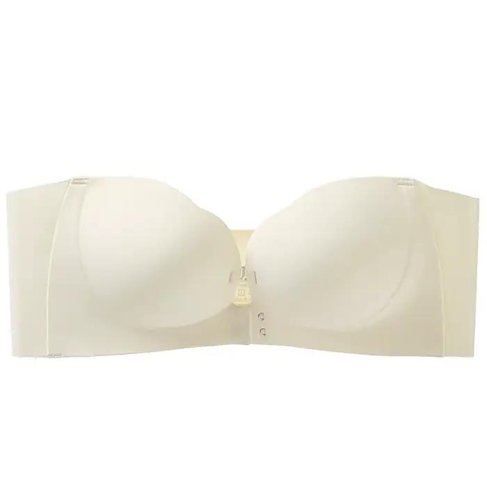 Soutien-gorge sans bretelles sans fil pour femme, double boucle avant, 6 points antidérapants, 3 niv