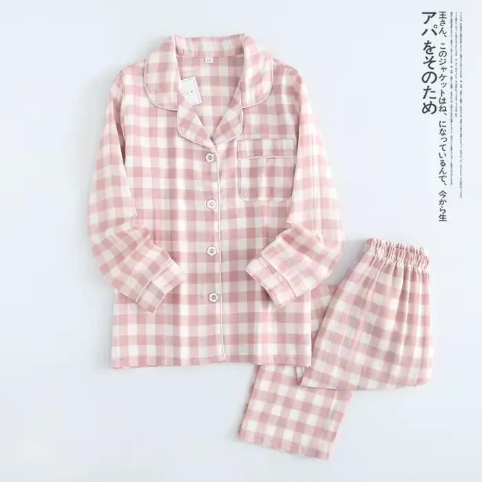 Ensemble de pyjamas pour couple, style été et automne, nouveaux ensembles en gaze pour homme et femm
