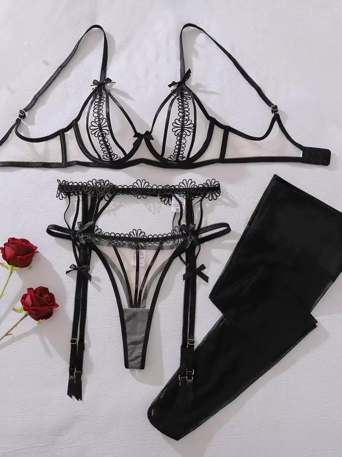 Belamimi – sous-vêtements sexy brodés pour femmes, ensemble soutien-gorge et sous-vêtements, sous-vê