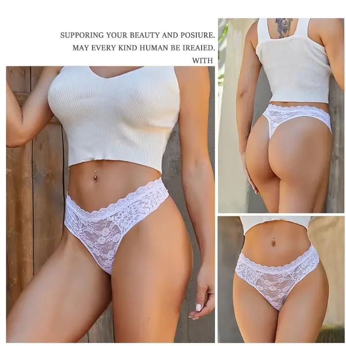 3-dielne čipkované sexy tangá pre ženy s nízkym pásom