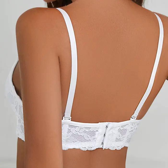 Soutien-gorge à armatures en dentelle sexy pour femme Soutien-gorge plongeant légèrement rembourré Coupe push up Soutien-gorge quotidien