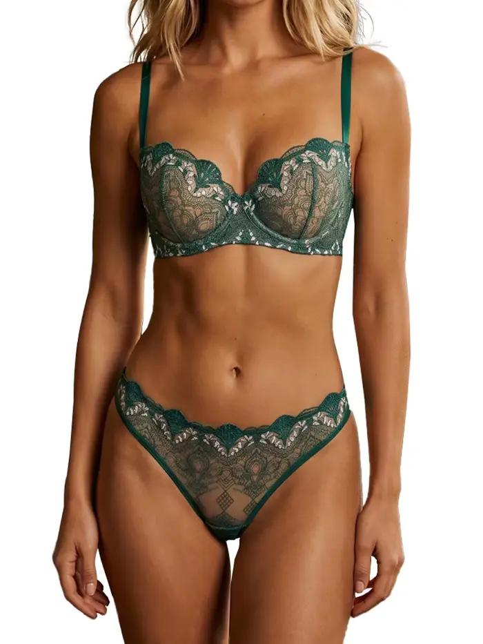 Luxusný sexy ženský lingerie set Belamimi s vyšívanou podprsenkou s kosticami
