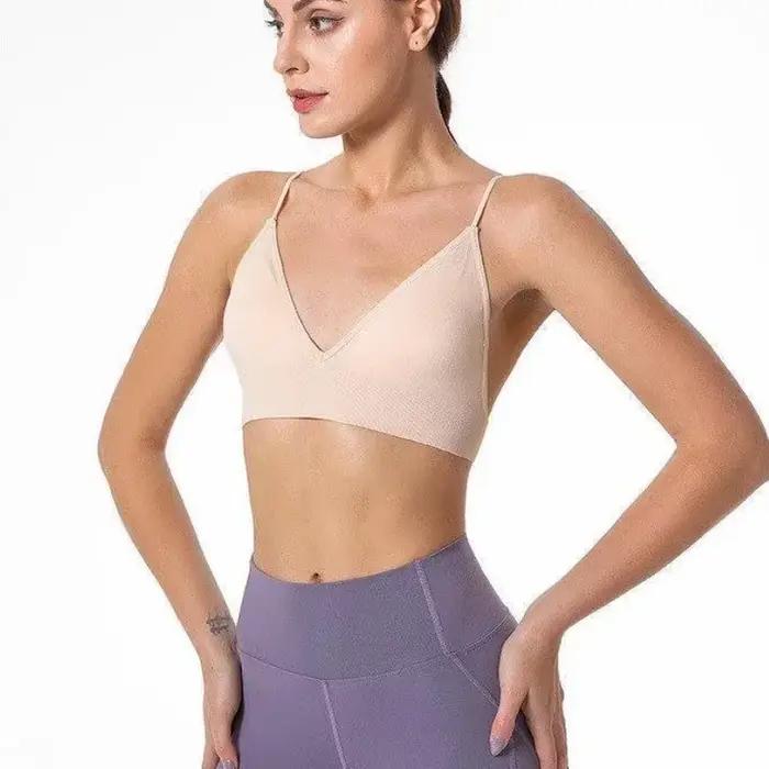 Col en V sans couture Triangle tasse soutien-gorge Camisole sous-vêtements enveloppé poitrine femmes S M L respirant rassembler sport Fitness Yoga décontracté
