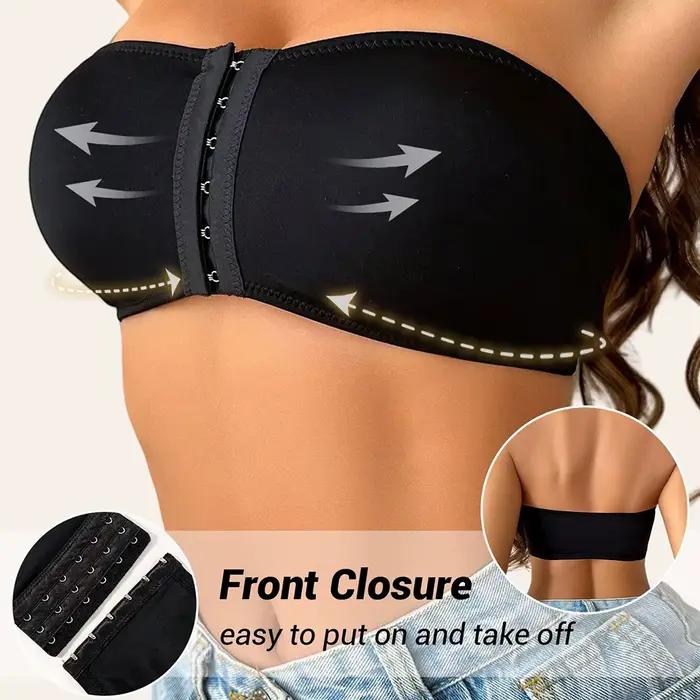 Bezramenná push-up bandeau podprsenka s predným zapínaním pre ženy