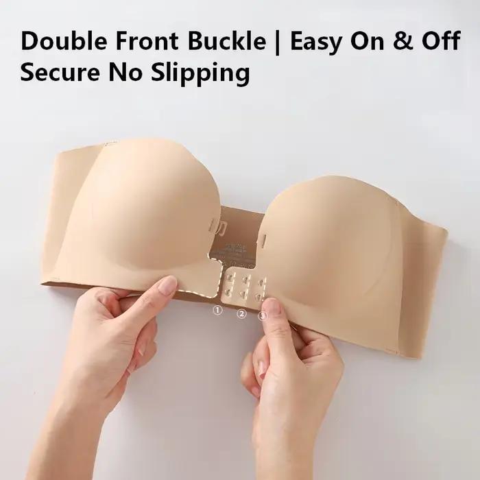 Soutien-gorge sans bretelles sans fil pour femme, double boucle avant, 6 points antidérapants, 3 niveaux, moulé 3D, pétales, décolleté plongeant en V, sans couture, multi-positions, push-up, 1 pièce