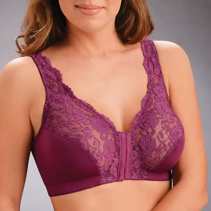    Soutien-gorge de sport à fermeture frontale, grande taille, sous-vêtements sans fil, en dentelle, ajouré, respirant, Bralette fine