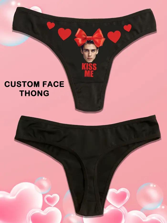 Sous-vetements personnalisables en polyester avec avatars de couple et lettres d'amour imprimées pour femmes occasions spéciales comme Saint Valentin et Noel