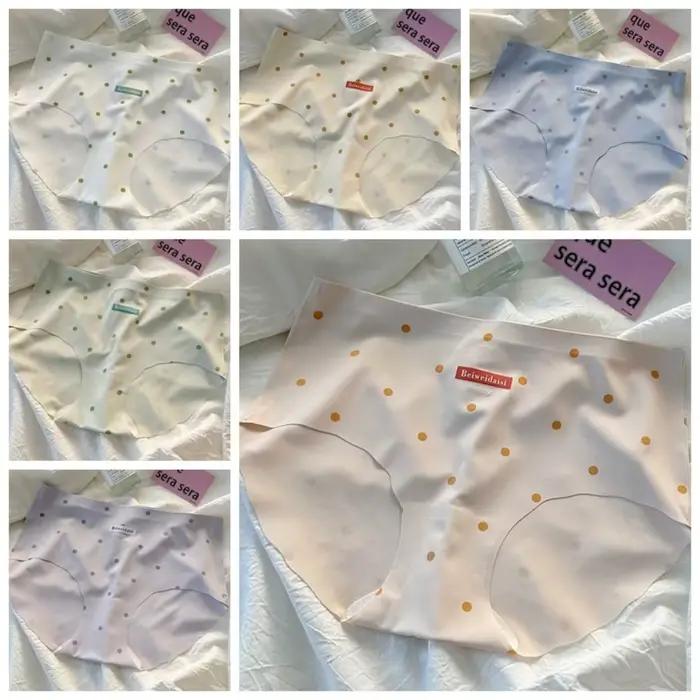 Culottes Douces en Soie Glacée à Pois Taille Moyenne pour Femme – Sous-vêtements Confortables et Sans Coutures – Idéal Cadeau