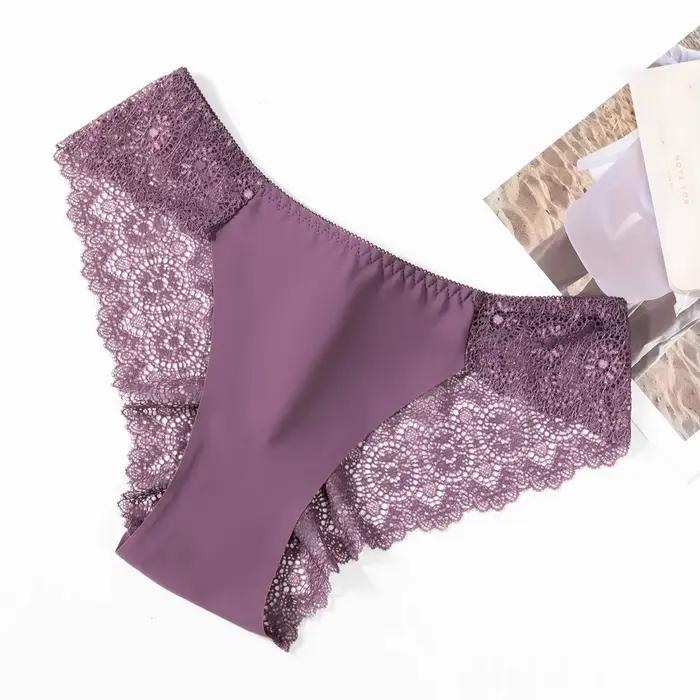 SURAOLIW-Culotte Sexy en Maille Ajourée pour Femme, Sous-Vêtement en Dentelle Douce, Sans Couture, à la Mode, pour le Fitness et le Yoga