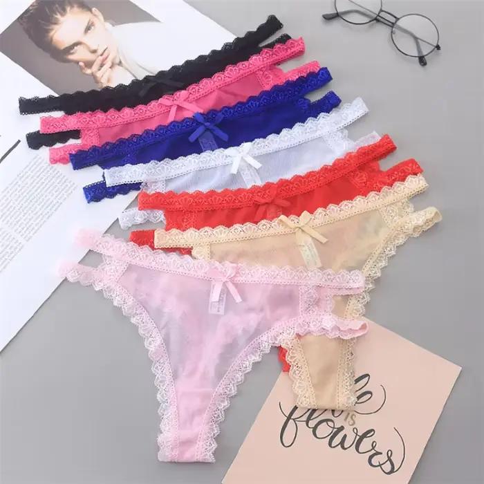 Culotte fine d'été Sexy ajourée en dentelle pour femmes, sous-vêtements sans couture, taille basse, Lingerie, string, respirant, confortable, slip pour dames